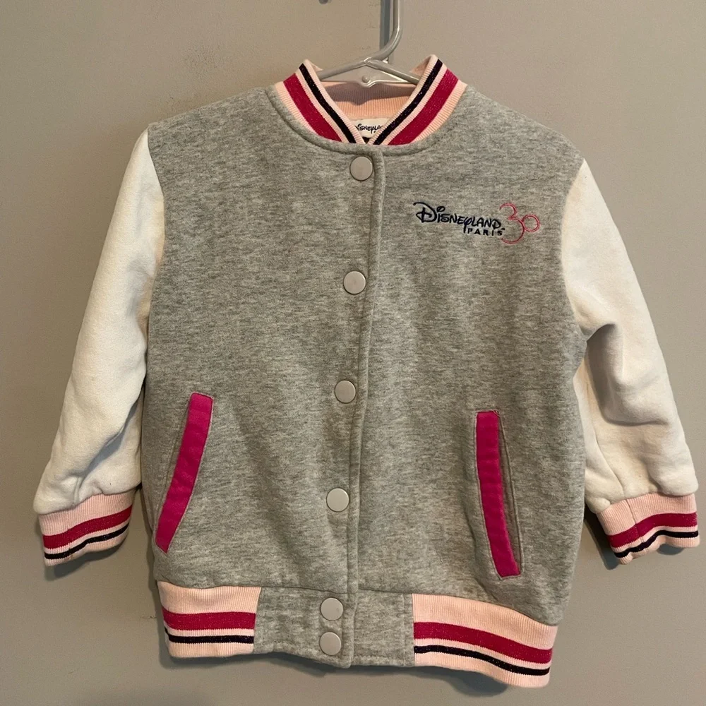 DISNEY Minnie Mouse Letterman Jacket Pink Disney World‎ 30th anniversary size 4